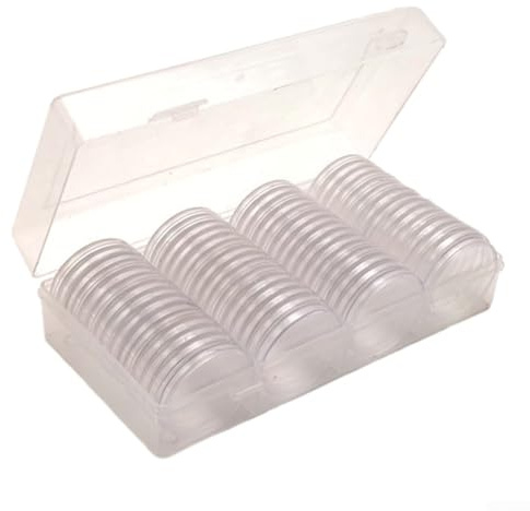 60 st myntkapslar 40 mm, mynthållare förvaringsbehållare med förvaringsbox för myntsamlingsmaterial (med packning)