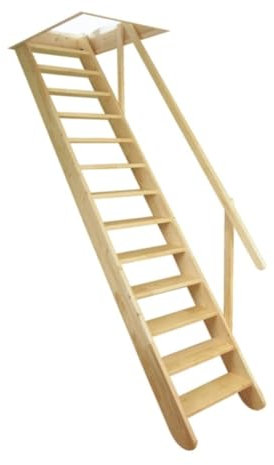 Scala in legno di Abete composta da 12 gradini di Altezza 280cm e Larghezza di 60cm compresa di corrimano