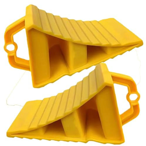 2 calzos de rueda con asas, rampas de coche, base antideslizante, calzo de caravana, tapones de freno de ahorro de neumáticos, cuñas estriadas, tapones de freno para neumáticos de remolque, ideal para