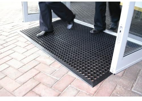 Heavy Duty Rubber Entrance Ramp Mat 90 x 150cm(0.9m x 1.5m)| XL Anti-Slip with Drainage Holes |Durable Indoor/Outdoor Safety Floor Mat |Anti Fatique, wheelchair Friendly |Ideal for Home, Office, Shops