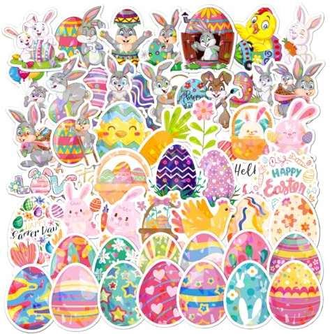 51PCS Easter Stickers, Bunny, Egg, Rabbit Spring Stickers for Kids