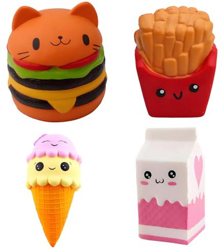 Lot de 4 jouets squishy - Squishies - Squishies - Slow Rising - Jolis et durables - Convient pour la maison, le travail, l'école ou d'autres utilisations en plein air