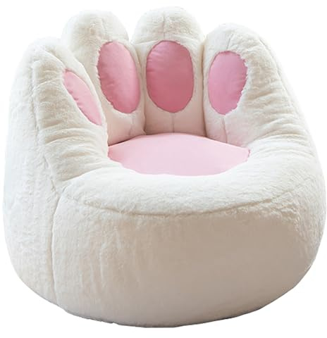 BotYcht Fodera per Poltrona a Sacco a Forma di Zampa di Gatto(Senza Imbottitura), Copertura Puff Poltrona Sacco inFinta Pelliccia di Coniglio Morbida e Comoda, per Adulti e Bambini,L