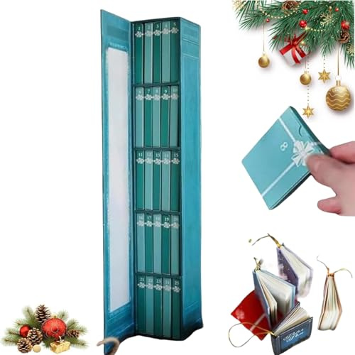 Calendario de Adviento 2025, adorno de mini libro de Adviento, amantes de los libros con 24 libros, calendario de cuenta regresiva de libros de Navidad para amantes de los libros, decoraciones