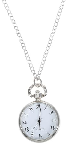 SUPVOX Reloj de Bolsillo Cadena de Aleación Plata y Vidrio | Colgante, Diseño Simple y Casual, Acabado Brillante, Temporización Precisa