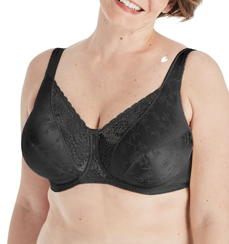 PLAYTEX Womens Secrets Full-Figure Underwire Bra, Beautiful Lift Full-Coverage Underwire Bra, Real Black, 38D