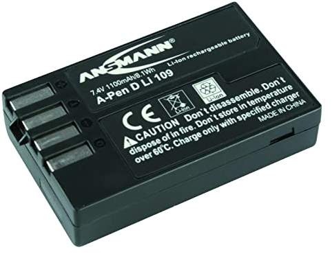 Ansmann A-Pen D-LI 109 - Batería/Pila Recargable (1100 mAh, Cámara Digital, Iones de Litio, Ampolla) Negro