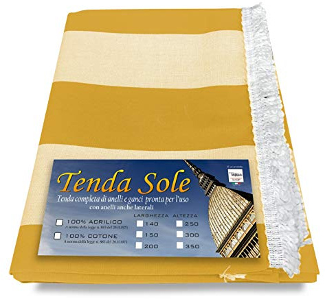 Tex family Rideau Soleil d'extérieur Jardin Balcone Riga Larga Pari Jaune emballé - 140 x 300 cm