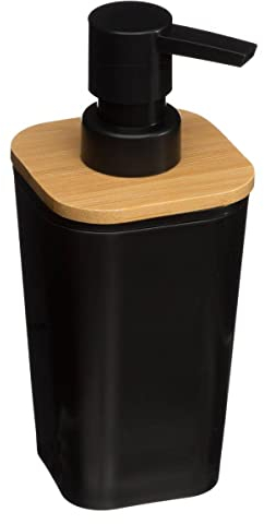 Seifenspender 200ml naturéo schwarz - Seifenspender, schwarz, Polystyrol und Bambus, Maße 7,6x7,3x17,5 cm - 5 five simply smart