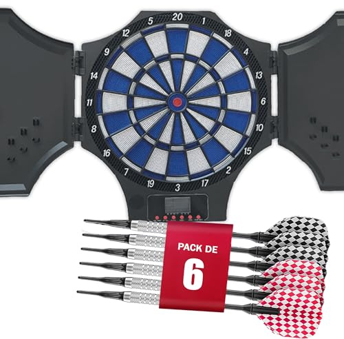 DEVESSPORT Diana Electrónica Interior/Exterior | Diana Dardos con Pantalla LED | Juego Multijugador hasta 8 Jugadores | Incluye 6 Dardos y 6 Puntas Blandas de Repuesto