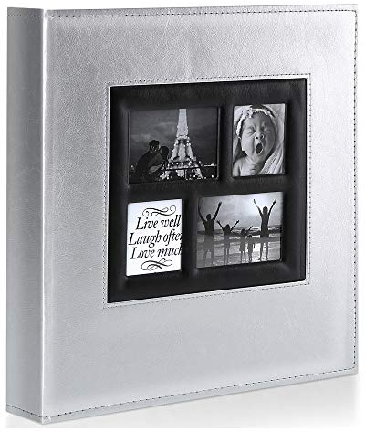 Benjia Photo Album 1000 Pockets 6x4 Photos, Extra Large Size Leather Cover Slip in Wedding Family Photo Albums that Holds 1000 6x4 / 10x15cm Photos Pictures Silver