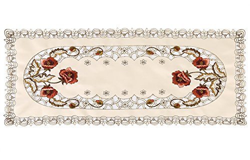 Table Cloth Europe Red Floral Elegant Table Cover Flower Hollow Embroidered Table Runner Exquisite Small Tablecloth Decorate For Wedding Banquet TV Cabinet Coffee Table(Rectangle)