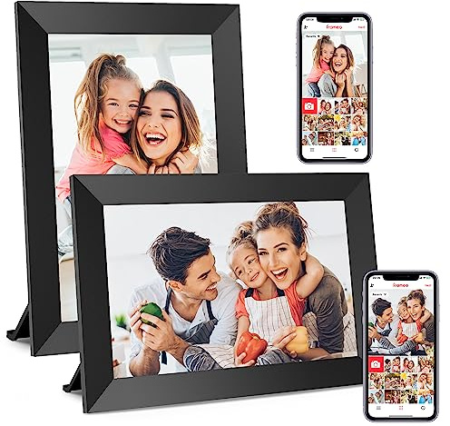 BIGASUO Digital Picture Frame, 10.1 Frameo Digital Frame WiFi with 32GB Memory, 1280x800 IPS Touch Screen, Send Photos/Videos from Your Phone Anywhere, Photo Gifts for Parents and Grandparents 2 Pack