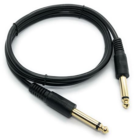Ome Audio 6.35mm Jack to 6.35mm Jack (Male to Male) TS Gold Plated Mono Cable For Electric and Bass Guitars, Amplifiers, Keyboards, Synthesizers, Guitar Pedals, Audio Effects Units (1m)