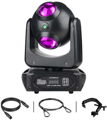 Luces de fiesta de DJ, luz de cabeza móvil de 100 W con luz de escaneo con efecto de haz, luces de DJ giratorias infinitas con sonido activado para bodas, fiestas de DJ y casas en vivo