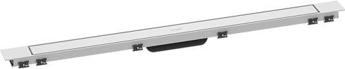 hansgrohe RainDrain Match Plus – Juego de canalón de ducha, canalón de 1000 mm, desagüe de suelo ducha con marco regulable en altura, color blanco mate
