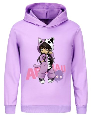 SharkBebe Aphmau bomullshuvtröjor för flickor långärmad tecknad sporttröja för barn mode kläder topp