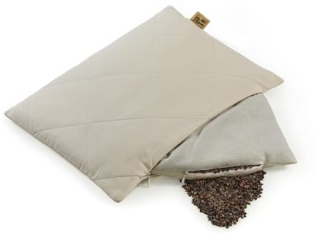 MinkovHOME Buchweizenkissen, Ergonomisch, Atmungsaktiv, Weicher Baumwoll-Steppbezug, Nackenkissen mit Bio-Füllung, 30 x 40 cm