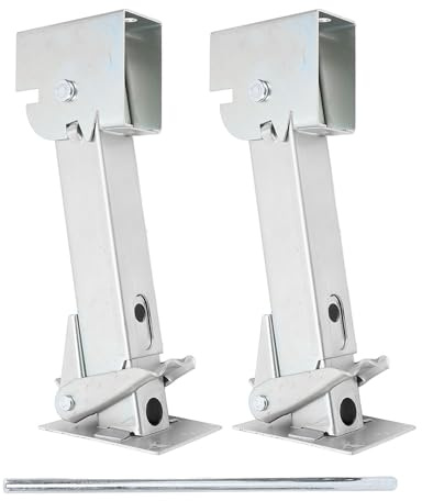 YolieraArt 2 gatos estabilizadores para remolque de RV, hierro galvanizado de grado industrial, 650 libras, capacidad de elevación de 1000 libras, soporte telescópico ajustable oscilante hacia abajo