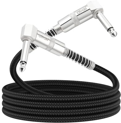 OTraki 2PCS Cable Jack Guitare, 6,3 mm Câble d'Instrument 1 m de Haute Qualité,Jack Coudé,Câble pour Guitare électrique pour Guitare Électrique,Basse,Amplificateur,Haut-parleur