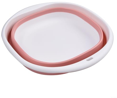 Collapsible Washing Up Bowl for Kitchen, Bathroom and Camping - Foldable Sink Basin with Non-Slip Bottom, Hanging Holes, PP+TPR Materia(White+Grey M)
