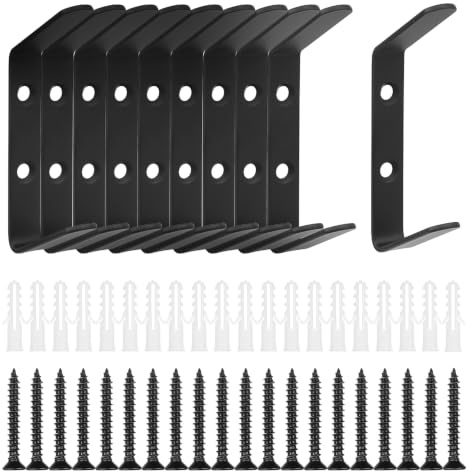 10 Pcs Ganchos para Perchas Pared, Ganchos Percheros de Pared, Gancho para Abrigos, Ganchos Pared de acero al carbono Vintage para Colgar Ropa Bolso Toalla Baño Cocina Armario Puerta (Negro)