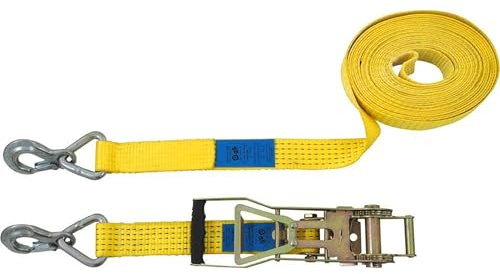 Petex 43193119 cricchetto cinghia 2 pezzi, 10 m, 50 mm, 2500/5000 Dan, moschettone, Cricchetto 35 cm, Giallo