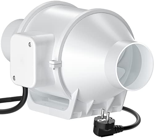 HG Power Rohrventilator 75mm, Abluftventilator 230V Leise Kanalventilator Energiesparend Badlüfter Rohrlüfter mit EU-Stecker für Küchen Badezimmer Garage