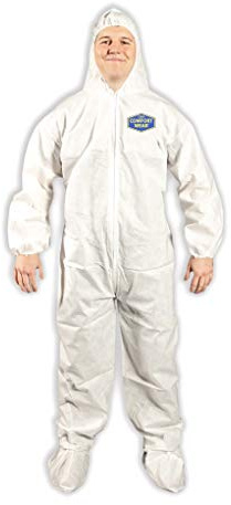 Quest Comfortwear Disposable Coveralls with Hood, Boots and Zipper - Disposable Hooded Hazmat Suit - Full Body Protective Suit - White, 3X-Large, Pack of 25