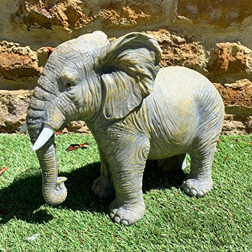 Darthome Grey Resin African Elephant Safari Garden Statue Sculpture Figure Ornament Large