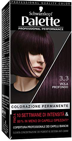 Schwarzkopf, Palette Colorazione Permanente, Tinta per Capelli, Crema Colorante Professionale, Copertura dei Capelli Bianchi, Sistema Anti-danni, Tonalità 3-3Viola Profondo
