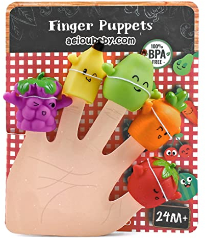 Fingerpuppen für Kinder und Babys | 5 Obst und Gemüse | PVC-Handpuppen ohne BPA | Badespielzeug | Handpuppen Geschichten