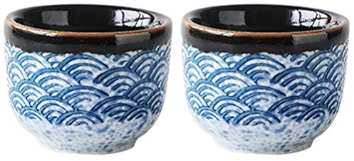 Cabilock 2pcs 20ml Japanese Ceramic Tea Cups, Traditional Glazed Pottery Teacups Kungfu Sake Coffee Cup, Chinese Tea Set for Handcraft Porcelain Mugs
