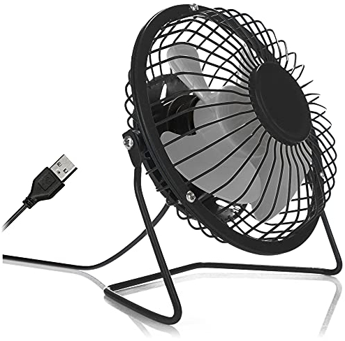 com-four® USB Tischventilator, leiser Mini-Ventilator für Büro und Schreibtisch, cooler Standventilator in klassischen Farben (schwarz grau)