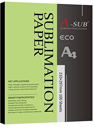 A-SUB Sublimation Paper 8.3x11.7 Inch for DIY Unique Christmas Gifts Compatible with Inkjet Printer which Match Sublimation Ink 100 Sheets A4