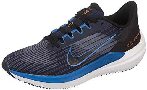 NIKE Men's Air Winflo 9 Sneakers, Obsidian Dk Blue Black White, 8.5 UK