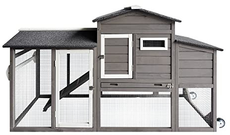 Gowoodhut Chicken Coop Outdoor for 2-3 Chickens Hous- Poultry Cage Back Yard Mobile Hen House with Run & Nesting Box