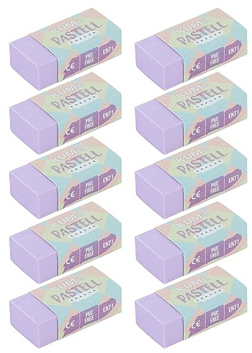 KUM AZ5091016-L - Gomma, viola pastello, 10 pezzi, gomma senza PVC