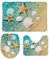3-teiliges Badezimmermatten-Set, WC-Vorleger-Set, Badezimmerteppich, Badezimmermatte, Badezimmerteppich-Set, Seestern, Muschel, Strand-Konturmatte, Toilettendeckelbezug, rutschfeste Badematte