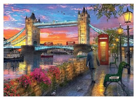 Ravensburger Puzzle 1000 Pezzi, Tower Bridge al Tramonto – Puzzle Adulti +14 anni, 70 x 50 cm, Puzzle per Adulti, Collezione Meravigliosa Illustrazione, Idee Regalo