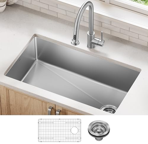 KRAUS Fairlane 33-inch Undermount Single Bowl 18-Gauge Stainless Steel Kitchen Sink, KHU640-33