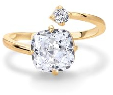 PAVOI 14K Yellow Gold Plated Toi Et Moi 3CT Cushion Cut Cubic Zirconia Wraparound Engagement Bridal Ring - Statement Ring - Size 9