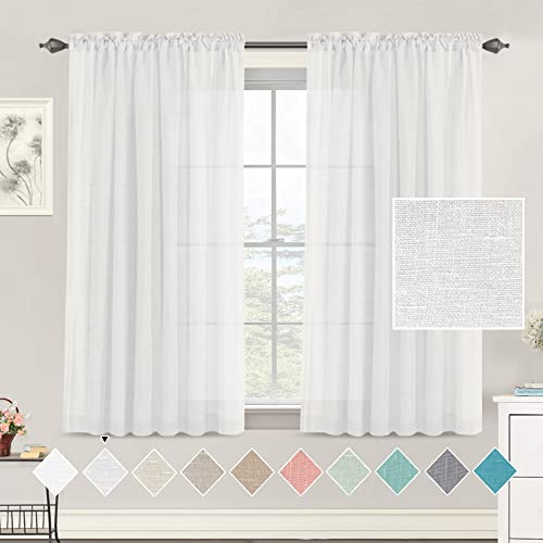 Tenger Home Tende Trasparenti Con Passanti Morbidi Finestre per Salotto Eleganti Soggiorno per Camera da Letto e Tende per Interni, 2 Pannelli (Bianco,120x120 cm)