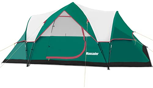 Mansader 6 Person Family Camping Pop Up Tent, Waterproof Windproof with Top Rainfly, Easy Set Up Tent for Outdoor Camping Hiking Travel Green