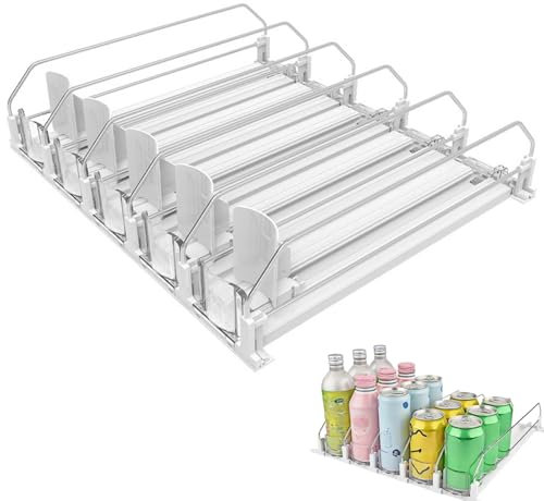 Zykphao Fridge Can Dispenser, Automatic Can Dispenser for Fridge, Soda Beer Can Organizer for Fridge Pantry, Fridge Organisers Adjustable Width for Storage and Organization (5 Rows)