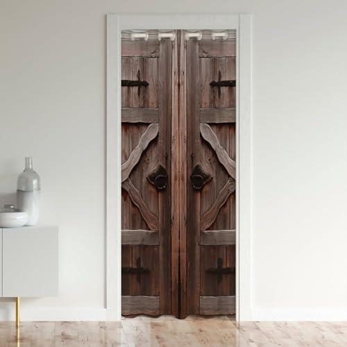 Rideau de porte en bois rustique - 1 panneau - Style ferme - Pour armoire, chambre à coucher, cuisine, intimité - 203 x 86 cm (H x l)