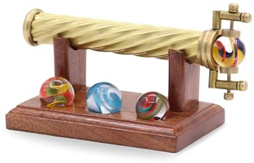 Marblescope - Caleidoscopio in ottone con biglie di vetro intercambiabili, include espositore in legno duro, un regalo premuroso per il collezionista esigente