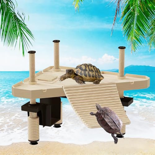 Plateforme De Repos pour Tortue, Plateforme Flottante pour Tortue avec Échelle, Turtle Sunbathing Platform, pour Aquarium Et Terrarium - Accessoire pour Tortues Aquatique, Reptile Et Frog, M | Île de bronzage, accessoires pour aquariums et terrariums avec ventouses puissantes pour reptiles et amphibiens