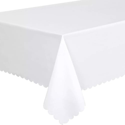 MAIL MORE Square Tablecloth – Premium Polyester Table Cover – Spill-Resistant, Washable & Wrinkle-Free – Perfect for Dining, Garden, Parties & Events (White, 54×54 inch (137×137 cm))