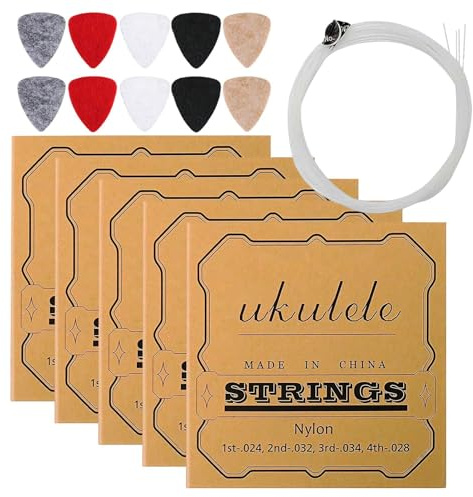 Set Med Ersättningssträngar Till Ukulele 5-Pack För Reparation Med Tät | Ersättning Av Nylonsträngar För Ukulele För Konserter, Musikfestivaler, Studio, Samlingar, Nybörjare Och